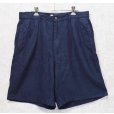 画像1: 90's【USA製】ビンテージ【ラルフローレン】【POLO RALPH LAUREN】【紺】【リネン】2タック【ショートパンツ】 【短パン】【ショーツ】【W33程度】<br> (1)