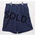 90's【USA製】ビンテージ【ラルフローレン】【POLO RALPH LAUREN】【紺】【リネン】2タック【ショートパンツ】 【短パン】【ショーツ】【W33程度】 