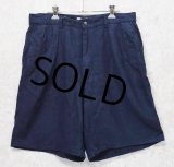 90's【USA製】ビンテージ【ラルフローレン】【POLO RALPH LAUREN】【紺】【リネン】2タック【ショートパンツ】 【短パン】【ショーツ】【W33程度】 