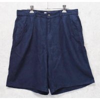 90's【USA製】ビンテージ【ラルフローレン】【POLO RALPH LAUREN】【紺】【リネン】2タック【ショートパンツ】 【短パン】【ショーツ】【W33程度】 