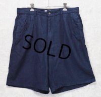 90's【USA製】ビンテージ【ラルフローレン】【POLO RALPH LAUREN】【紺】【リネン】2タック【ショートパンツ】 【短パン】【ショーツ】【W33程度】 