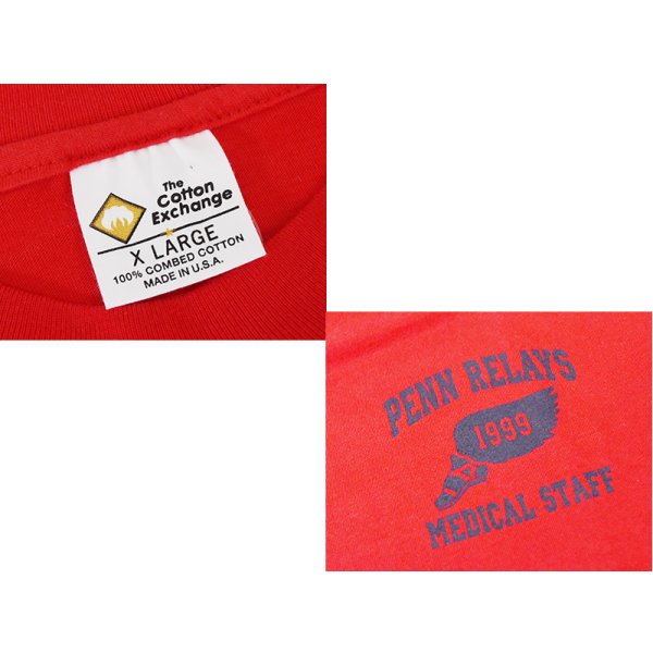 画像2: 90's~【デッドストック】【USA製】【ビンテージ】ウィングフット 【コットンエクスチェンジ】The Cotton Exchange【PENN RELAYS medical stuff】【赤】Tシャツ【サイズXL】 