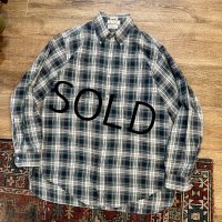 60's【ビンテージ】【WREN LTD】【緑ｘ紺ｘ白 チェック】マチ付き【ボタンダウンシャツ】【サイズM】 