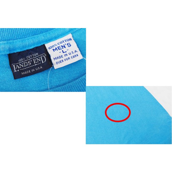 画像2: 90's【USA製】 ビンテージ【ランズエンド】【LANDS' END】【スカイブルー】【無地】【ポケット付き】【Tシャツ】【サイズL】 