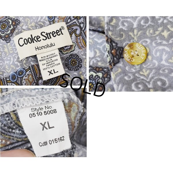 画像2: 【USA製】【ビンテージ】【Cooke Street】【チャコールグレー】ペイズリー柄【コットン】【半袖シャツ】【サイズXL】 