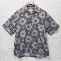 【USA製】【ビンテージ】【Cooke Street】【チャコールグレー】ペイズリー柄【コットン】【半袖シャツ】【サイズXL】 