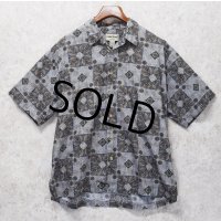 【USA製】【ビンテージ】【Cooke Street】【チャコールグレー】ペイズリー柄【コットン】【半袖シャツ】【サイズXL】 
