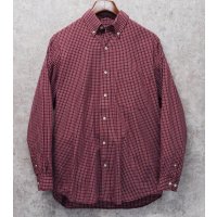 90’ｓ〜【ビンテージ】【エディーバウアー】【赤ｘ白ｘ黒】チェック柄【コットンボタンダウンシャツ】【サイズＳ】 