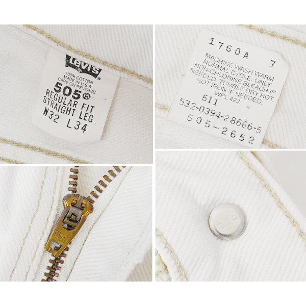 画像3: 90’ｓ【USA製】ビンテージ【LEVI'S】【リーバイス505】５０５ 白【デニムパンツ】【ホワイトデニム】【32ｘ32】 