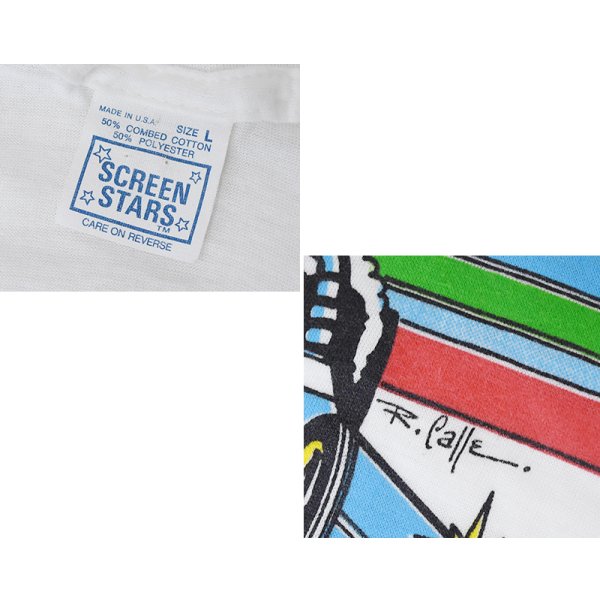 画像2:  デッドストック 80's【USA製】スクリーンスターズ【ビンテージ】【Raceway Park】【車】白【Tシャツ】【サイズＬ】 