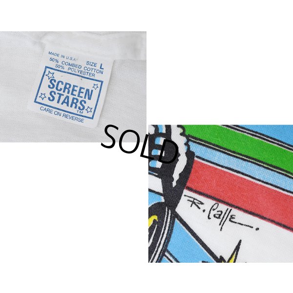 画像2:  デッドストック 80's【USA製】スクリーンスターズ【ビンテージ】【Raceway Park】【車】白【Tシャツ】【サイズＬ】 