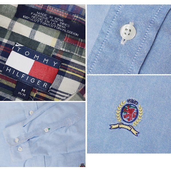 画像2: 程度良好 ビンテージ【TOMMY HILFIGER】トミーヒルフィガー【襟マドラスチェック】オックスフォードシャツ【コットンシャツ】サイズM 