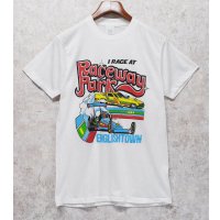  デッドストック 80's【USA製】スクリーンスターズ【ビンテージ】【Raceway Park】【車】白【Tシャツ】【サイズＬ】 