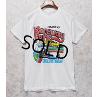  デッドストック 80's【USA製】スクリーンスターズ【ビンテージ】【Raceway Park】【車】白【Tシャツ】【サイズＬ】 