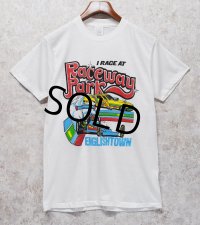  デッドストック 80's【USA製】スクリーンスターズ【ビンテージ】【Raceway Park】【車】白【Tシャツ】【サイズＬ】 