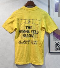80's【ビンテージ】【USA製】【THA BUDDHA HEAD SALOON】【黄色】【Tシャツ】【サイズS】 
