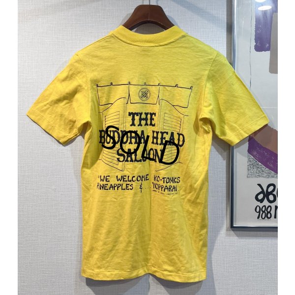 画像1: 80's【ビンテージ】【USA製】【THA BUDDHA HEAD SALOON】【黄色】【Tシャツ】【サイズS】 