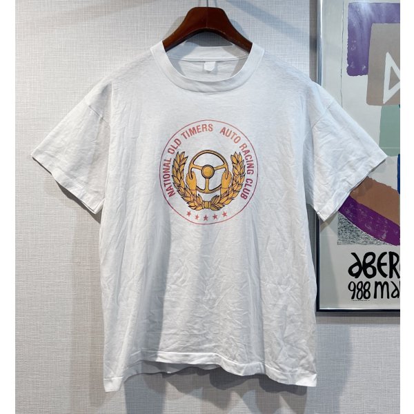 画像1: 70's~【ビンテージ】【national old timers auto racing club】白【Tシャツ】【サイズM程度】 