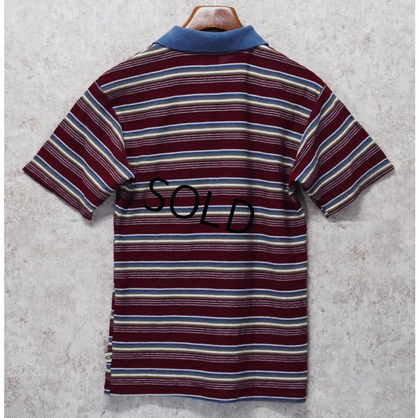 画像3: 90's 【USA製】【ビンテージ】【BUGLE BOY】【ビューグルボーイ】【エンジ×水色ボーダー】【ポロシャツ】【サイズXL】 