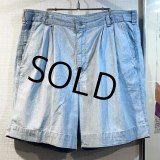 USA製【DOCKERS】リーバイス　ドッカーズ【水色】【２タック】コットンシャンブレーショーツ【ｗ34】 