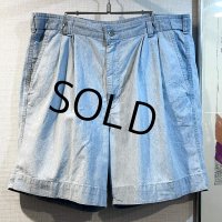 USA製【DOCKERS】リーバイス　ドッカーズ【水色】【２タック】コットンシャンブレーショーツ【ｗ34】 