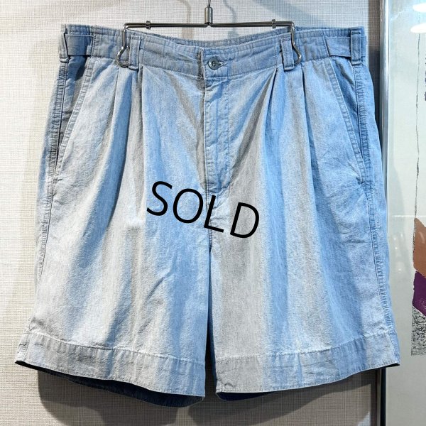 画像1: USA製【DOCKERS】リーバイス　ドッカーズ【水色】【２タック】コットンシャンブレーショーツ【ｗ34】 