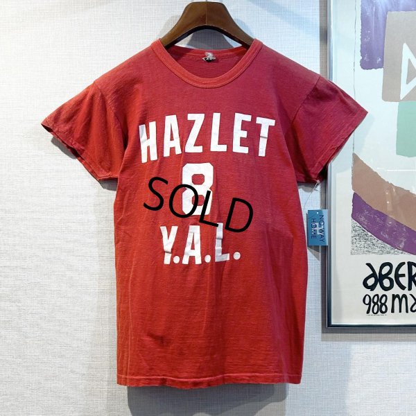 画像1: 【ビンテージ】【HAZILEY Y.A.L】【8】シングルステッチ バックプリント付き 赤【Tシャツ】【S程度】 