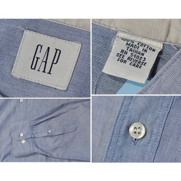 画像2: 【ビンテージ】【GAP】ギャップ【水色】【コットン】【バンドカラーシャツ】【サイズL】 