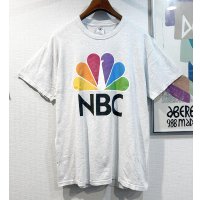 ビンテージ【DELTA】NBCプリント  National Broadcasting Company 企業ロゴ ナショナル・ブロードキャスティング・カンパニー　グレーTシャツ Ｌ  