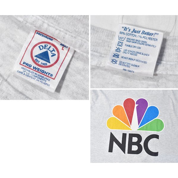 画像2: ビンテージ【DELTA】NBCプリント  National Broadcasting Company 企業ロゴ ナショナル・ブロードキャスティング・カンパニー　グレーTシャツ Ｌ  