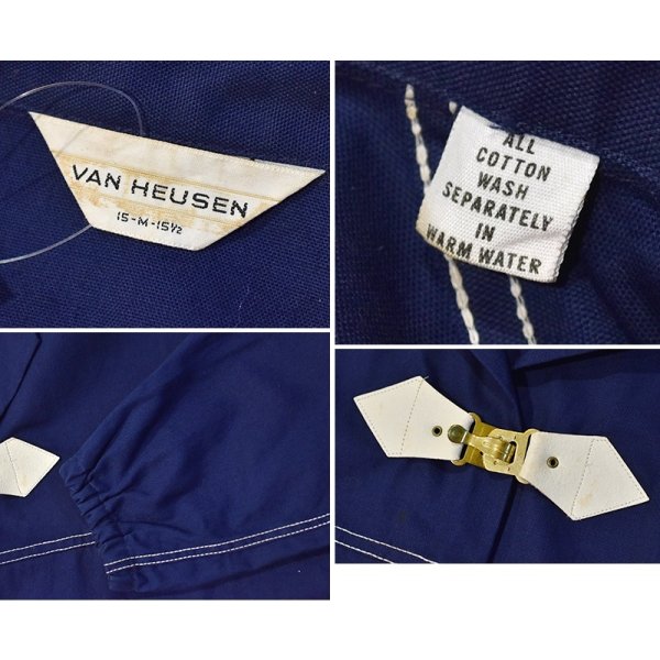 画像2: デッドストック【60's】【ビンテージ】【ヴァンヒューゼン】【VAN HEUSEN】【紺地】【クリップ】【ブルゾン】【サイズM】 
