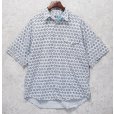 画像1: 90’s~【ビンテージ】【DOCKERS】ドッカーズ【胸フラップ刺繍】【グレー×紺】総柄【ロゴ入り】【コットン半袖シャツ】【サイズM】<br> (1)