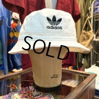 【ビンテージ 】【adidas】【アディダス】【白】トレフォイルロゴ【バケットハット】【約６２．５ｃｍ程度】 