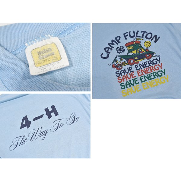 画像2: ~90's【USA製】ビンテージ【Velva Sheen】ベルバシーン【水色】【CAMP FULTON】プリント【Tシャツ】【サイズＬ】  