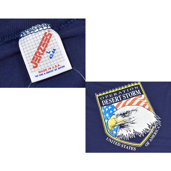 画像2: 程度良好!! 90's ビンテージ【USA製】湾岸戦争【operation desert storm】ワシ【紺】プリント【Tシャツ】【サイズＬ】 