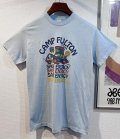 ~90's【USA製】ビンテージ【Velva Sheen】ベルバシーン【水色】【CAMP FULTON】プリント【Tシャツ】【サイズＬ】  
