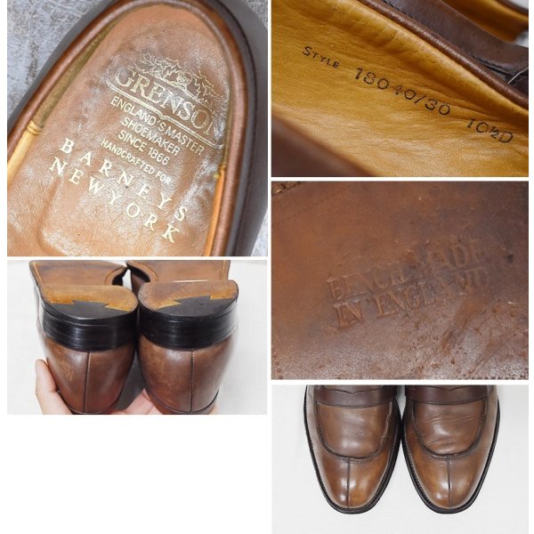 画像2: 【ENGLAND製】BARNEYS NEW YORK【バーニーズニューヨーク】【別注】【ブラウン】【Vチップローファー】【10 1/2D】【28.5cm程度】 