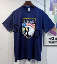 程度良好!! 90's ビンテージ【USA製】湾岸戦争【operation desert storm】ワシ【紺】プリント【Tシャツ】【サイズＬ】 