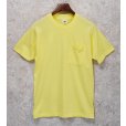 画像1: ほぼ未使用!! ~90's【USA製】 ビンテージ【FRUIT OF THE LOOM】フルーツオブザルーム【黄色】【無地】【ポケット付き】【 Tシャツ】【サイズＭ】<br> (1)