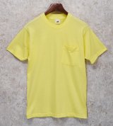 ほぼ未使用!! ~90's【USA製】 ビンテージ【FRUIT OF THE LOOM】フルーツオブザルーム【黄色】【無地】【ポケット付き】【 Tシャツ】【サイズＭ】 