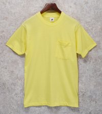 ほぼ未使用!! ~90's【USA製】 ビンテージ【FRUIT OF THE LOOM】フルーツオブザルーム【黄色】【無地】【ポケット付き】【 Tシャツ】【サイズＭ】 