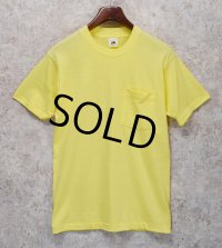 ほぼ未使用!! ~90's【USA製】 ビンテージ【FRUIT OF THE LOOM】フルーツオブザルーム【黄色】【無地】【ポケット付き】【 Tシャツ】【サイズＭ】 