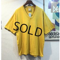 90's USA製【ビンテージ】【GAP】オールドギャップ【マスタードイエロー】無地 Vネック Ｔシャツ【サイズL】 