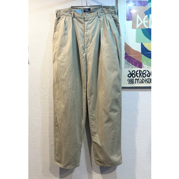画像2: 〜90’ｓ USA製 ビンテージ【ラルフローレン】POLO RALPH LAUREN【ベージュ】【２タック】【コットンパンツ】チノパン【36X30】 
