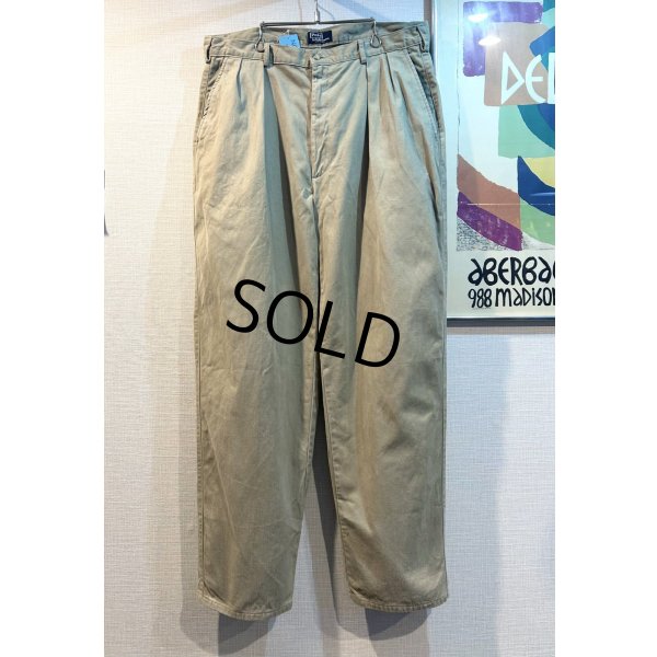 画像2: 〜90’ｓ USA製 ビンテージ【ラルフローレン】POLO RALPH LAUREN【ベージュ】【２タック】【コットンパンツ】チノパン【36X30】 