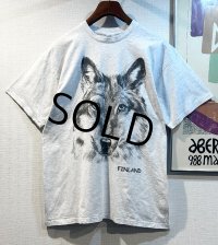 ビンテージ【B&C】オオカミプリント FINLAND【杢グレー】Tシャツ【サイズXL】 