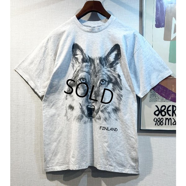 画像1: ビンテージ【B&C】オオカミプリント FINLAND【杢グレー】Tシャツ【サイズXL】 