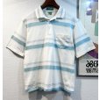 画像1: 【USA製】【GRAND SLAM by munsingwear】【マンシングウェア】【白x水色】ボーダー【ポロシャツ】【サイズＬ】<br> (1)