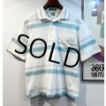 【USA製】【GRAND SLAM by munsingwear】【マンシングウェア】【白x水色】ボーダー【ポロシャツ】【サイズＬ】 