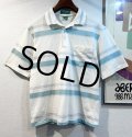 【USA製】【GRAND SLAM by munsingwear】【マンシングウェア】【白x水色】ボーダー【ポロシャツ】【サイズＬ】 